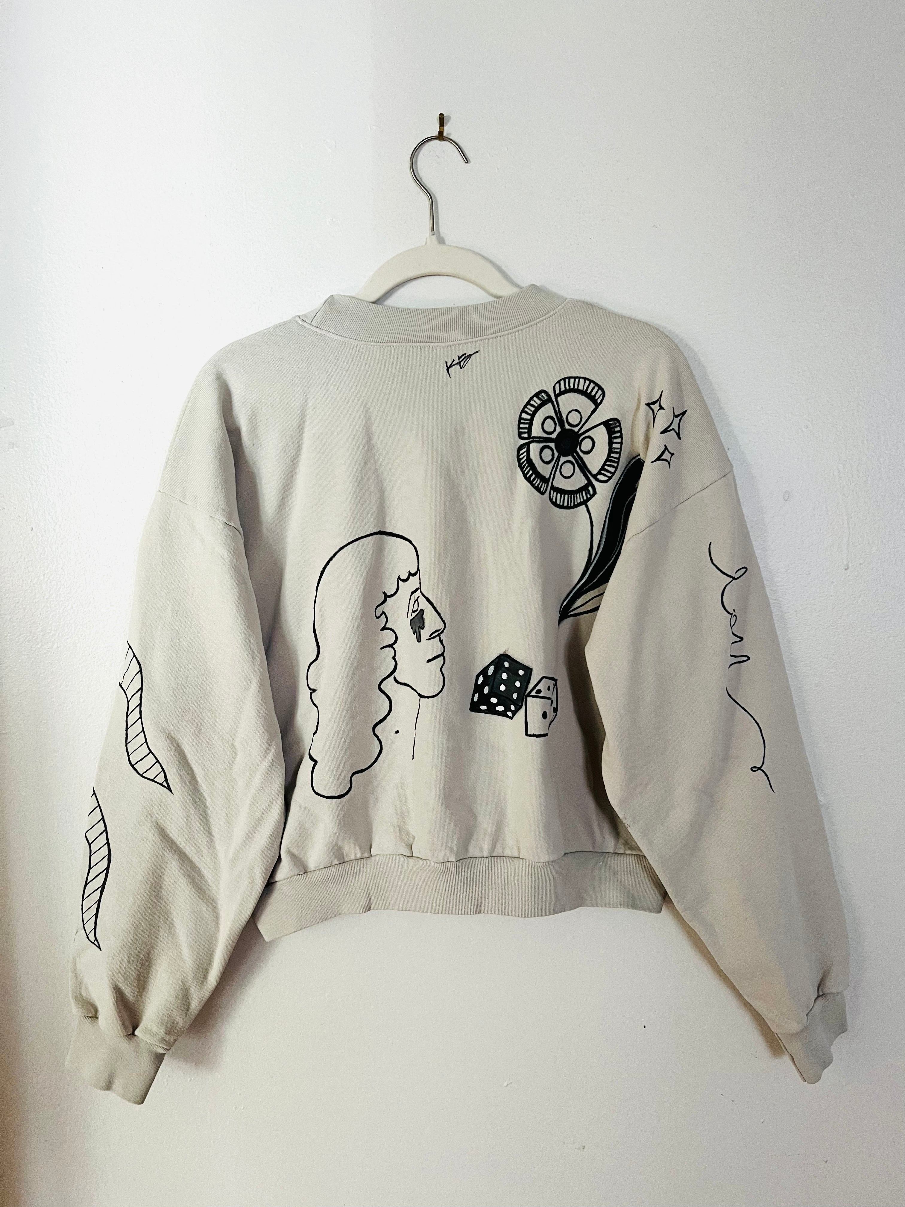 Handpainted Lou Crop Sweatshirt Size L